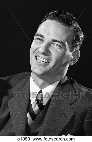 Stock Image - 1940S 1950S Smiling Laughing Man . Fotosearch