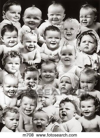 1940S Collage-Style Montage Of Baby Heads With Various Expressions View Large Photo Image Stock Photo - 1940S Collage-Style Montage Of Baby Heads With Various Expressions . Fotosearch