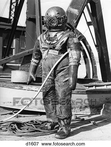 1940S Full Figure Of Man In Diving Suit View Large Photo Image Stock Photo - 1940S Full Figure Of Man In Diving Suit . Fotosearch