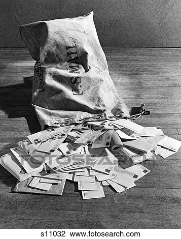 1940S Still Life Of Full Mail Bag Spilling Out Onto Floor View Large Photo Image Stock Image - 1940S Still Life Of Full Mail Bag Spilling Out Onto Floor . Fotosearch