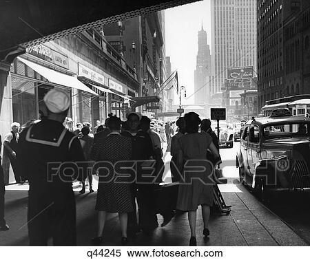 1944 1940S Retro Grand Central Station Pedestrian Sailor Uniform Taxi Store Men Women 42Nd Street Sidewalk View Large Photo Image Stock Photography - 1944 1940S Retro Grand Central Station Pedestrian Sailor Uniform Taxi Store Men Women 42Nd Street Sidewalk. Fotosearch