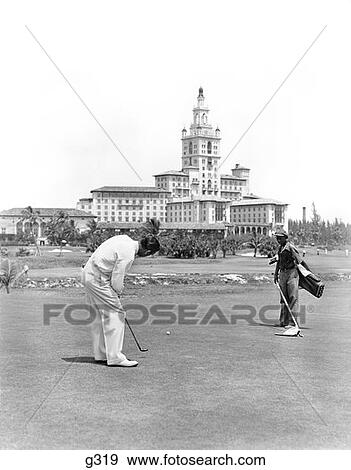 Golfer Man Miami Biltmore Caddy 1940S Retro View Large Photo Image Stock Photo - Golfer Man Miami Biltmore Caddy 1940S Retro. Fotosearch