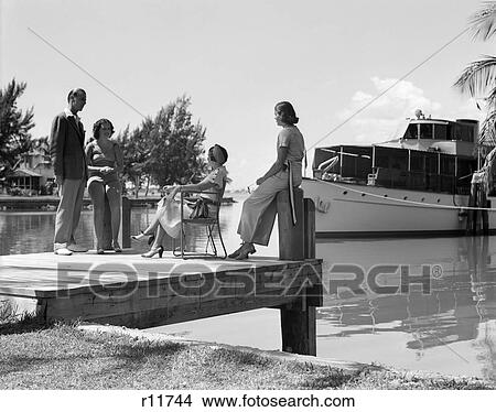 Nautilus Hotel Miami Beach Dock Boat Men Women Retro 1940S View Large Photo Image Picture - Nautilus Hotel Miami Beach Dock Boat Men Women Retro 1940S. Fotosearch