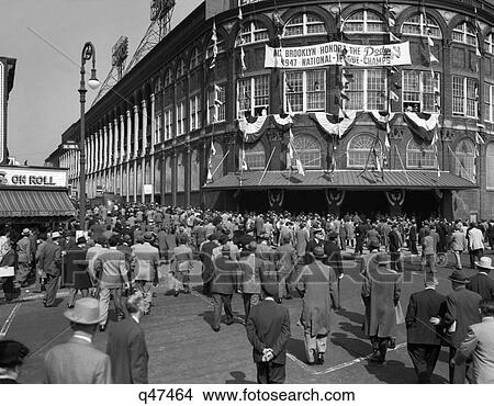 October 1947 Dodger Baseball Fans Pour Into Main Entrance Brooklyn Ebbets Field New York Ciy Borough Sports Dodgers Game View Large Photo Image Picture - October 1947 Dodger Baseball Fans Pour Into Main Entrance Brooklyn Ebbets Field New York Ciy Borough Sports Dodgers Game. Fotosearch