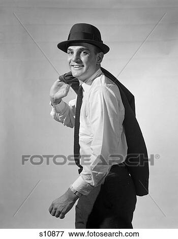 1950 1950S Business Man Holding Jacket View Large Photo Image Stock Photo - 1950 1950S Business Man Holding Jacket . Fotosearch