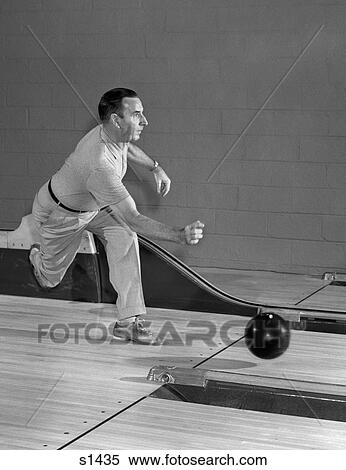 1950 1950S Man Throwing Bowling Ball Down Bowling Alley Lane View Large Photo Image Stock Photography - 1950 1950S Man Throwing Bowling Ball Down Bowling Alley Lane . Fotosearch