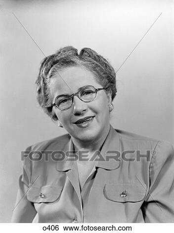 1950 1950S Portrait Of Elder Woman Wearing Eye Glasses View Large Photo Image Stock Photograph - 1950 1950S Portrait Of Elder Woman Wearing Eye Glasses . Fotosearch