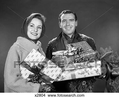 Picture - 1950 1950S Presents Couple Packages . Fotosearch