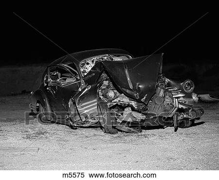 1950 1950S Retro Car Wreck Accident View Large Photo Image Stock Photography - 1950 1950S Retro Car Wreck Accident . Fotosearch