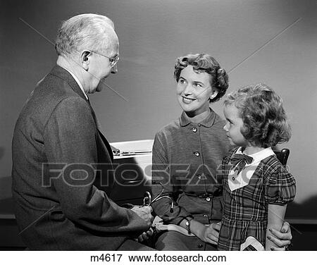 1950 1950S Retro Doctor Mother Girl Patient Checkup Stehoscope Smile Health View Large Photo Image Stock Photo - 1950 1950S Retro Doctor Mother Girl Patient Checkup Stehoscope Smile Health . Fotosearch