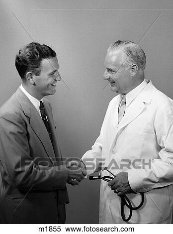 1950 1950S Retro Doctor Patient Hand Shake Stethoscope Smile View Large Photo Image Stock Photography - 1950 1950S Retro Doctor Patient Hand Shake Stethoscope Smile . Fotosearch