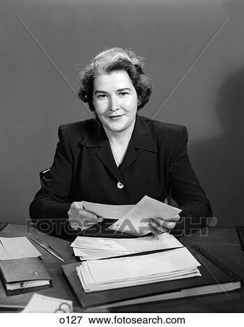 1950 1950S Retro Woman Office Business Paperwork View Large Photo Image Stock Photo - 1950 1950S Retro Woman Office Business Paperwork . Fotosearch
