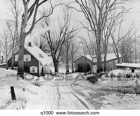 1950S 1950 Winter Road Leading Covered Bridge And House Cold Snow Snowy Rural Landscape L View Large Photo Image Stock Image - 1950S 1950 Winter Road Leading Covered Bridge And House Cold Snow Snowy Rural Landscape L . Fotosearch