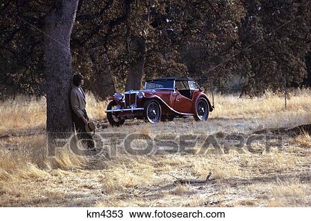1950'S 1960'S 1970'S Red Vintage Classic Mg-Ct Wire Wheel Convertible Sport Car Parked Woman Driver Outdoor View Large Photo Image Stock Image - 1950'S 1960'S 1970'S Red Vintage Classic Mg-Ct Wire Wheel Convertible Sport Car Parked Woman Driver Outdoor. Fotosearch