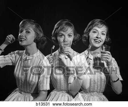 1950S 1960S Multiple Exposure Woman Brushing Teeth View Large Photo Image Stock Image - 1950S 1960S Multiple Exposure Woman Brushing Teeth . Fotosearch