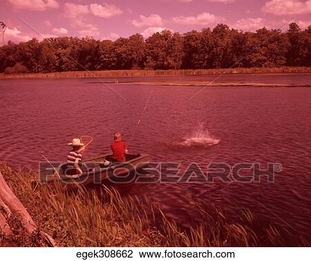 1950S 2 Kids In Boat Fish Being Caught Splashing In Water View Large Photo Image Stock Image - 1950S 2 Kids In Boat Fish Being Caught Splashing In Water. Fotosearch