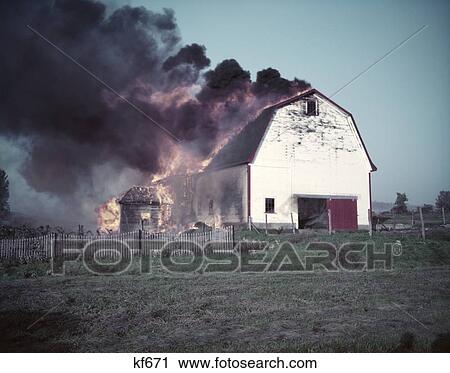 1950S Burning Barn Flame Fire Smoke Combustion Insurance Arson Loss Heat Hot Danger St Albans Vermont View Large Photo Image Stock Image - 1950S Burning Barn Flame Fire Smoke Combustion Insurance Arson Loss Heat Hot Danger St Albans Vermont. Fotosearch