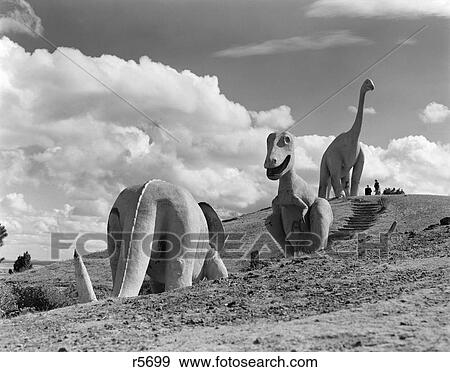 1950S Dinosaur Park South Dakota Three Dinosaur Statues On Hillside View Large Photo Image Stock Photo - 1950S Dinosaur Park South Dakota Three Dinosaur Statues On Hillside. Fotosearch