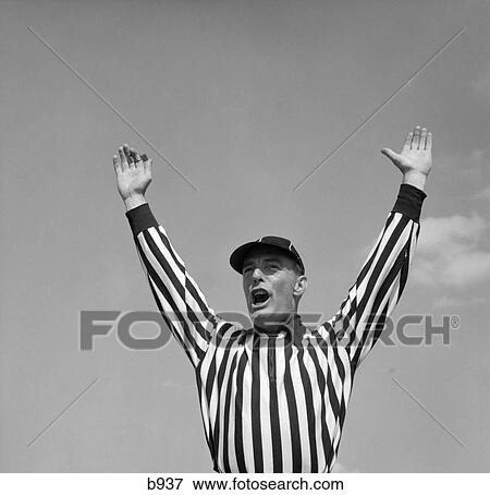 1950S Football Referee Making Touchdown Signal  View Large Photo Image Stock Photo - 1950S Football Referee Making Touchdown Signal . Fotosearch