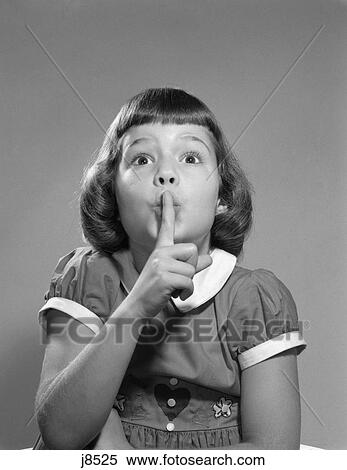 1950S Girl Making Shh Quiet Silence Shush Gesture Finger To Lips Sh View Large Photo Image Stock Photography - 1950S Girl Making Shh Quiet Silence Shush Gesture Finger To Lips Sh . Fotosearch