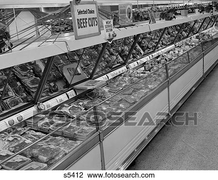 1950S Grocery Store Meat Section View Large Photo Image Stock Image - 1950S Grocery Store Meat Section . Fotosearch