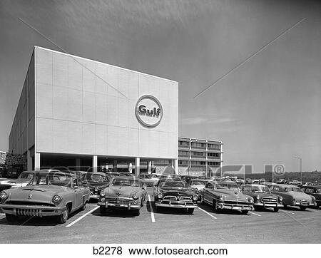 1950S Gulf Oil Company Office Building City Line Avenue Philadelphia Pa Logo On Front Of Building Cars In Parking Lot View Large Photo Image Stock Photo - 1950S Gulf Oil Company Office Building City Line Avenue Philadelphia Pa Logo On Front Of Building Cars In Parking Lot . Fotosearch