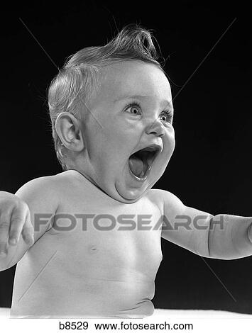 1950S Happy Baby Head Laughing With Mouth Wide Open View Large Photo Image Stock Photo - 1950S Happy Baby Head Laughing With Mouth Wide Open . Fotosearch