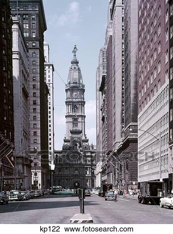 1950S Looking Down Broad Street Towards Philadelphia City Hall View Large Photo Image Stock Image - 1950S Looking Down Broad Street Towards Philadelphia City Hall. Fotosearch