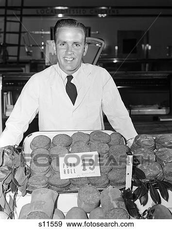 1950S Man Grocer Butcher Smiling Raw Meat Pork Roll 19 Cents Store Grocery Customer Service Food Clerk View Large Photo Image Stock Photo - 1950S Man Grocer Butcher Smiling Raw Meat Pork Roll 19 Cents Store Grocery Customer Service Food Clerk. Fotosearch
