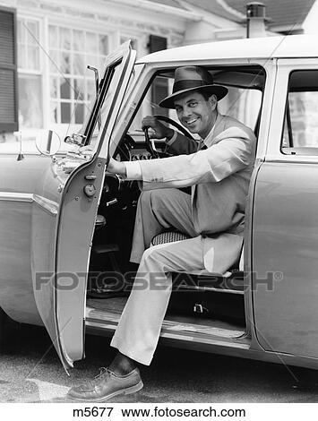 1950S Man With Car Door Open Smiling View Large Photo Image Stock Photo - 1950S Man With Car Door Open Smiling . Fotosearch