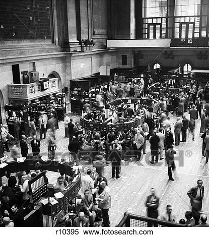 1950S Overhead Of Bustle In New York Stock Exchange View Large Photo Image Stock Photography - 1950S Overhead Of Bustle In New York Stock Exchange . Fotosearch
