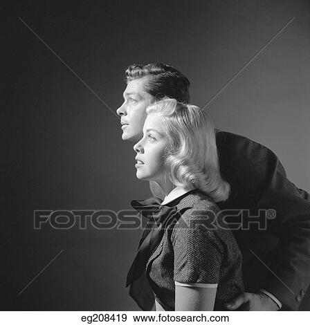 Stock Photo - 1950S Portrait Of Couple In Full Profile. Fotosearch