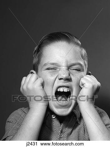 1950S Portrait Screaming Boy Mouth Wide Open Angry Clinched Fists View Large Photo Image Stock Image - 1950S Portrait Screaming Boy Mouth Wide Open Angry Clinched Fists . Fotosearch