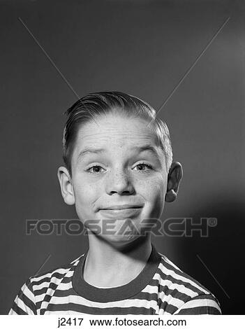 1950S Portrait Smiling Boy Stripe Shirt View Large Photo Image Stock Photo - 1950S Portrait Smiling Boy Stripe Shirt . Fotosearch