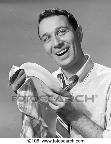1950S Smiling Man Drying Plate Dish View Large Photo Image Stock Photograph - 1950S Smiling Man Drying Plate Dish . Fotosearch