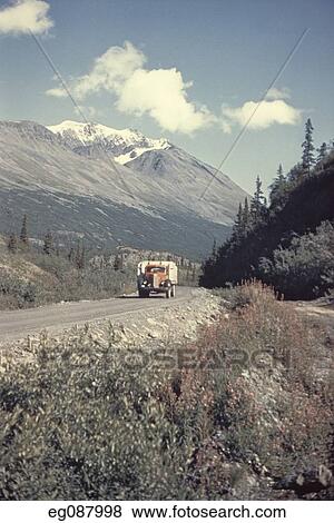1950S Truck On Remote Single Lane Mountain Highway View Large Photo Image Stock Photo - 1950S Truck On Remote Single Lane Mountain Highway. Fotosearch