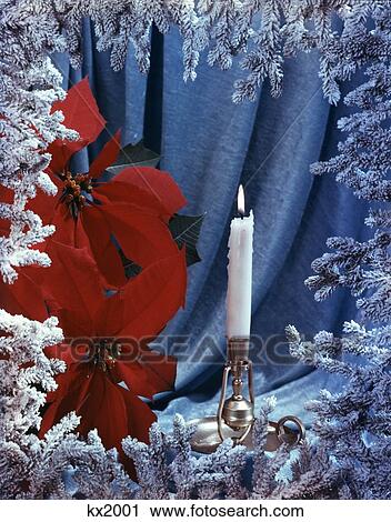 1950S White Candle Silver Holder Flame Blue Velvet Background Red Poinsettas Framed By Flocked Snowy Pine Branches View Large Photo Image Stock Image - 1950S White Candle Silver Holder Flame Blue Velvet Background Red Poinsettas Framed By Flocked Snowy Pine Branches. Fotosearch