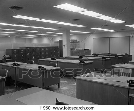 1960S Office With Desks Black Phones And File Cabinets View Large Photo Image Stock Image - 1960S Office With Desks Black Phones And File Cabinets . Fotosearch