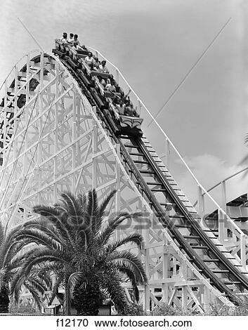 1960S People Riding Roller Coaster View Large Photo Image Stock Image - 1960S People Riding Roller Coaster . Fotosearch