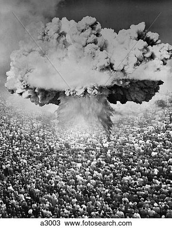 Atomic Bomb Symbolic Montage 40S - 80S Mushroom Cloud Over A Very Large Crowd Of People Facing The Explosion View Large Photo Image Stock Image - Atomic Bomb Symbolic Montage 40S - 80S Mushroom Cloud Over A Very Large Crowd Of People Facing The Explosion . Fotosearch