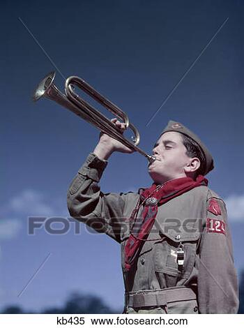 Bugler Boy Scout Retro 1950 1950S View Large Photo Image Stock Photography - Bugler Boy Scout Retro 1950 1950S. Fotosearch