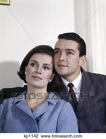 Stock Image - 1960 1960S Retro Couple Portrait Man Woman. Fotosearch