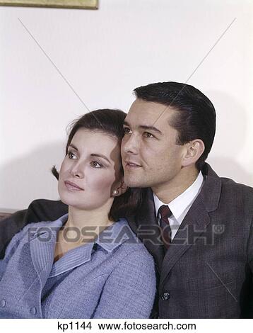 1960 1960S Retro Man Woman Couple Portrait View Large Photo Image Picture - 1960 1960S Retro Man Woman Couple Portrait. Fotosearch