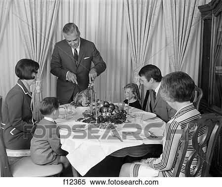 1960 1960S Retro Turkey Carving Family View Large Photo Image Stock Photography - 1960 1960S Retro Turkey Carving Family . Fotosearch