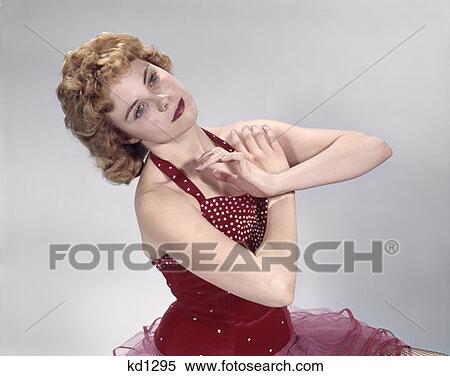 1960 1960S Retro Woman Dance Red Dress Redhead View Large Photo Image Stock Photography - 1960 1960S Retro Woman Dance Red Dress Redhead. Fotosearch