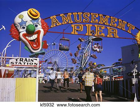 1960S 1960 Seaside Heights New Jersey Amusement Pier Sign Laughing Clown Park Rides Boardwalk Summer Retro View Large Photo Image Stock Image - 1960S 1960 Seaside Heights New Jersey Amusement Pier Sign Laughing Clown Park Rides Boardwalk Summer Retro . Fotosearch