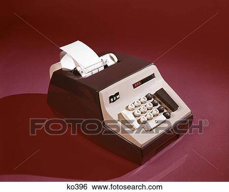 Stock Photograph - 1960S 1970S Office Adding Machine Scm Calculator Equipment Tape . Fotosearch