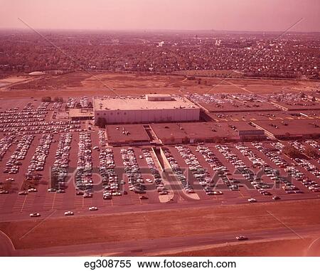 1960S Aerial View Suburban Shopping Mall And Parking Lot View Large Photo Image Stock Photography - 1960S Aerial View Suburban Shopping Mall And Parking Lot. Fotosearch