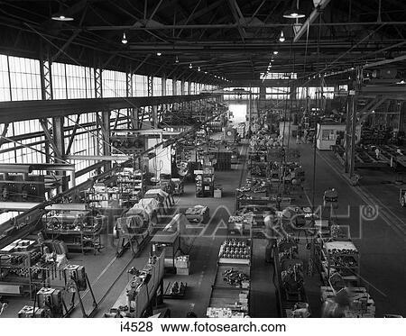 Stock Photo - 1960S Angled Partial Overhead Of Compressor Assembly Line Operations . Fotosearch