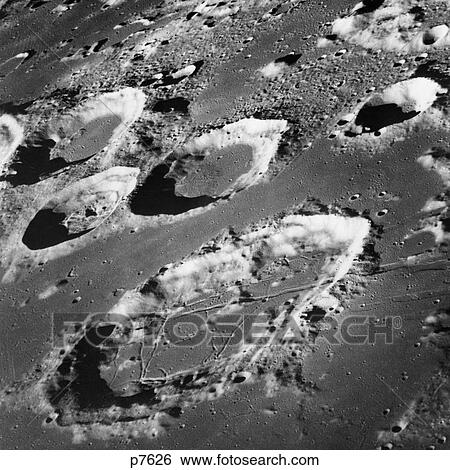 Stock Photograph - 1960S Apollo 8 Moon View Featuring Group Of 5 Craters . Fotosearch
